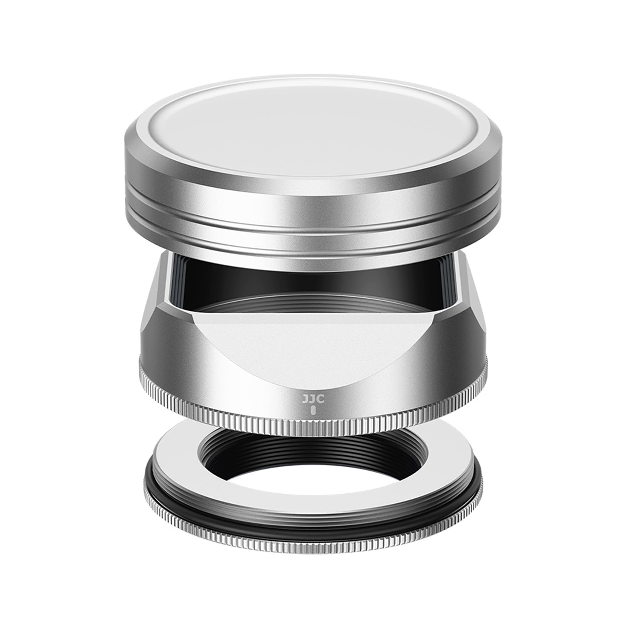 JJC Metall-Bajonett-Gegenlichtblende und -Kappe mit Adapterring, kompatibel mit Fujifilm X-E5 + XF 23 mm F2.8 R WR, XF 27 mm F2.8 R WR, XF27 mm F/2.8, passend für Ф39 mm Filter, ersetzt LH-XF27