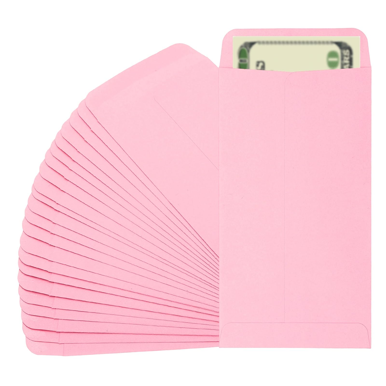 PATIKIL Money Envelope, 25 Pack 6.5" x 3.5" Cash Envelopes Money Holder Bags Budgeting Saving Challenge Letter for Gift Coins Checks Tickets Jewelry Passport Card, Pink — image 1