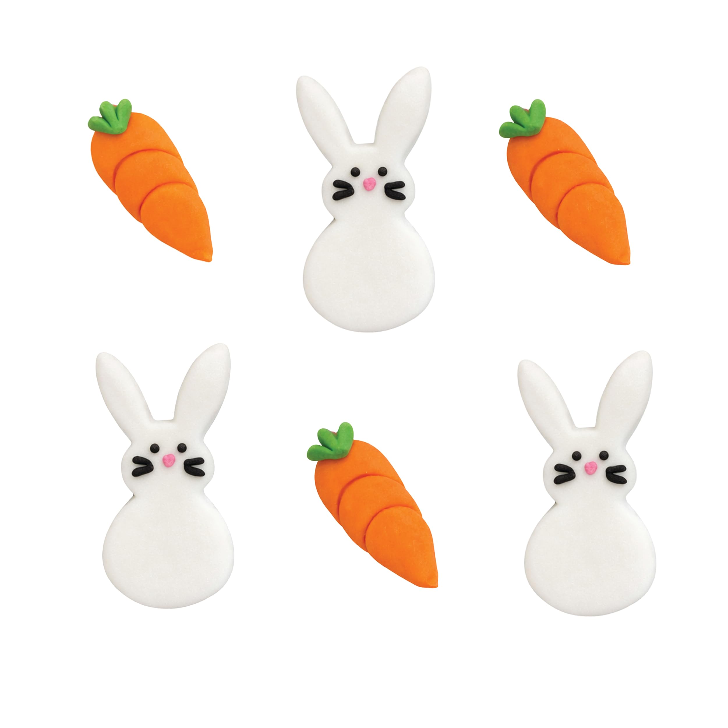 Anniversary House Easter Bunnies and Carrots Edible Cake Decorations, Handcrafted Easter Egg Cake Toppers, Edible Fondant Icing Sugar Cupcake Toppers, 4cm- 5.5cm Pack of 6, SF637