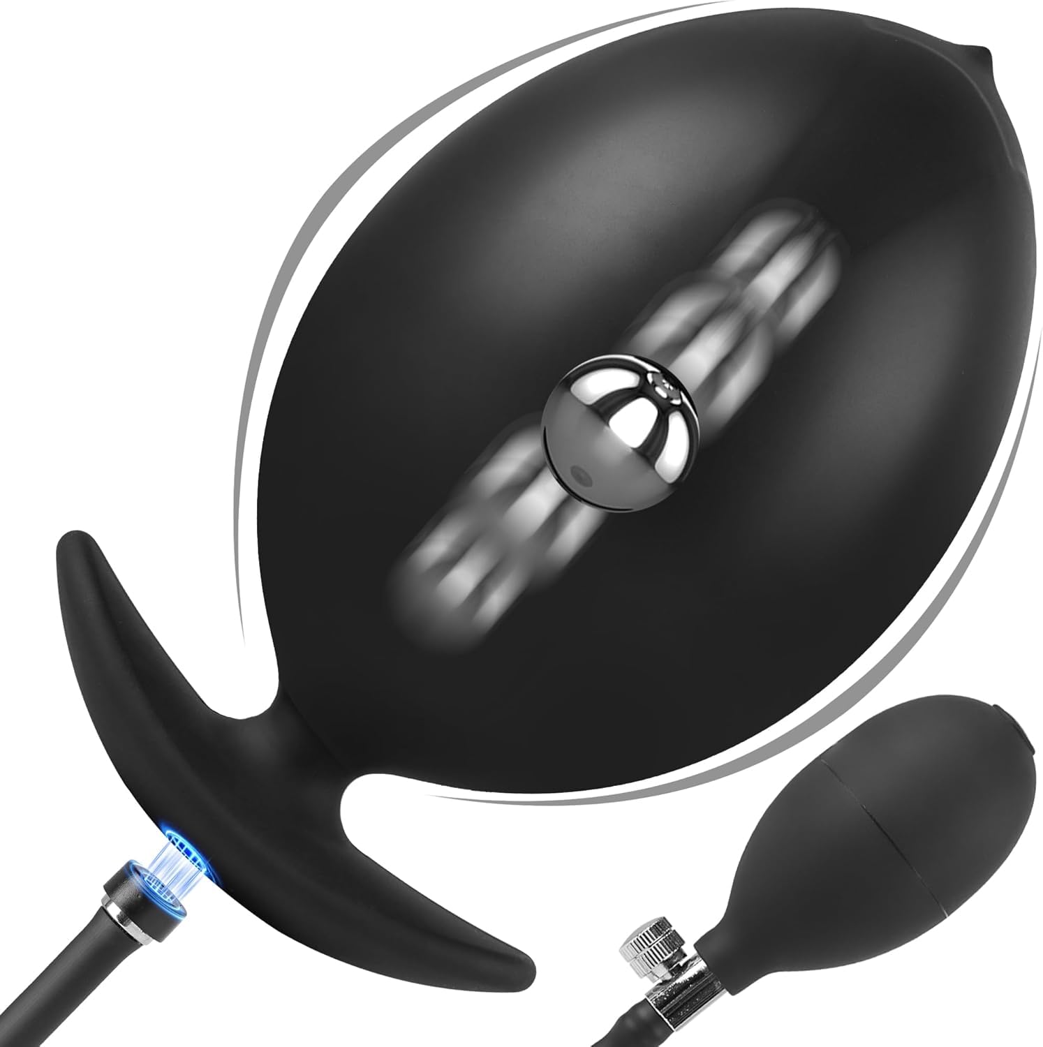 Neuer Stahlkugeln Aufblasbar Analplug Mit Magnetverschluss-System für Luftpumpe, Verstellbar Riesen Dildo Butt Plug Abnehmbarer, Anal Plug Analexpander SM Sexspielzeug für Paare Frauen Männer Extreme