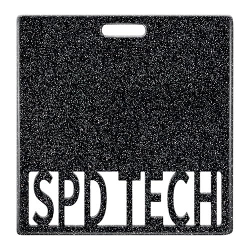 Plifal SPD TECH Badge Buddy Card Holder - Black Sterile Processing Technician Accessories Glitter Horizontal Double Sided ID Name Tag for Hospital Medical Staff Work