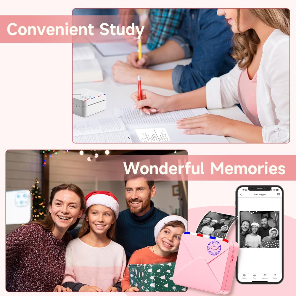 ASprink M02S Mini Imprimante Thermique Portable avec Papier Thermique pour Étude, Notes, Étiquettes DIY
