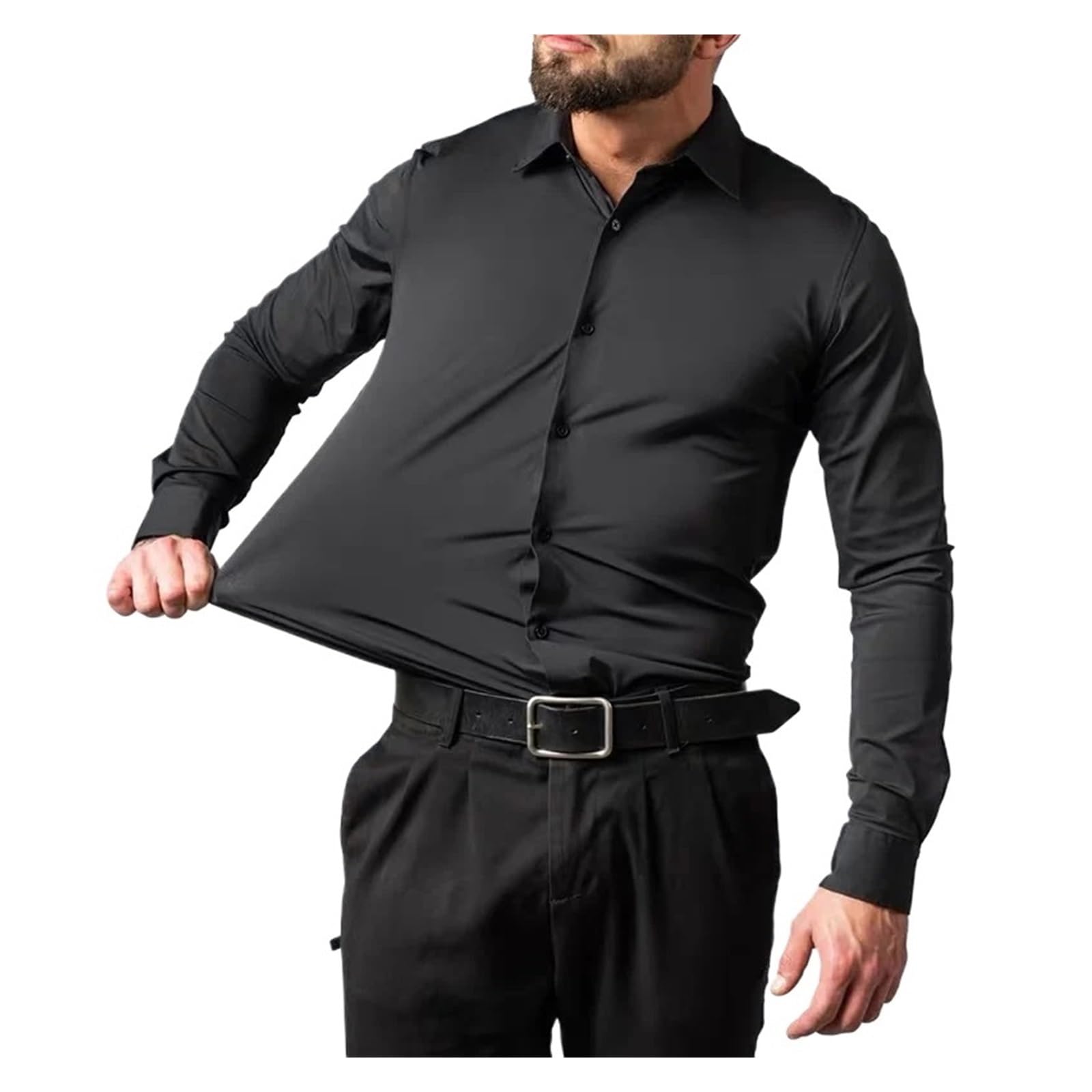Camicia Elastica a Maniche Lunghe da Uomo, Non stirabile, for Abbigliamento Professionale Lavoro Camicia da Lavoro Uomo