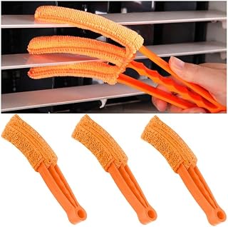 3PCS Mini Duster for Car Air Vent, Automotive Air Conditioner Cleaner and Brush, Vehicle Blind Dust Cleaning Tool for Keyboard, Window, Shutter, Universal for SUV, Truck, RV（Orange）