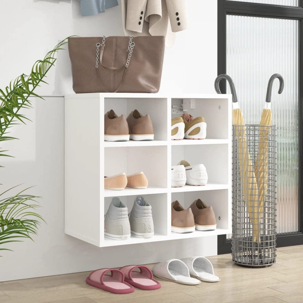 Armadio a scarpe, 52,5 x 30 x 50 cm, 6 scomparti | Legno Di Ingegneria Robusto, Montaggio A Parete O A Pavimento, Ventilazione, Manuale Incluso