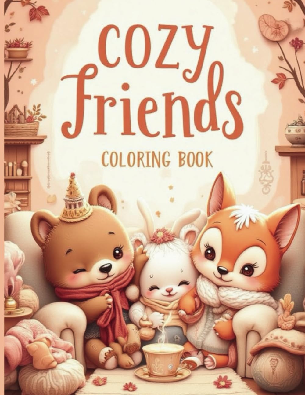 Cozy Friends Coloring Book: For Adults and Teens Featuring Cute Animal Characters with Easy and Simple Designs for Relaxation