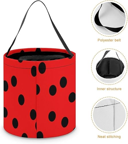 Miniatura 4 de Black Dot Ladybugs Skin Funny Halloween Trick Or Treat Bucket Candy Basket Tote Bag Tote Bag for Party Hoilday Decoración