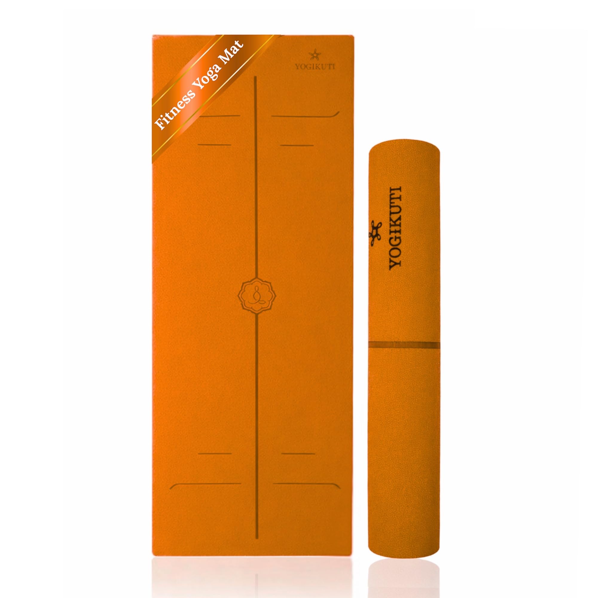 Yogikuti Fitness Yoga Mat | Non-Slip Exercise Mat with Alignment lines | PVC & Phthalate Free Workout Mat for Yoga, Pilates & Home Fitness (Orange, 8mm)