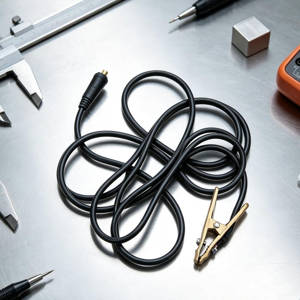 Morsetto di massa di saldatura 260 A in ottone con cavo 3 m | Alta conduttività, capacità di carico 260A, ottone resistente, cavo incluso, per mig/TIG