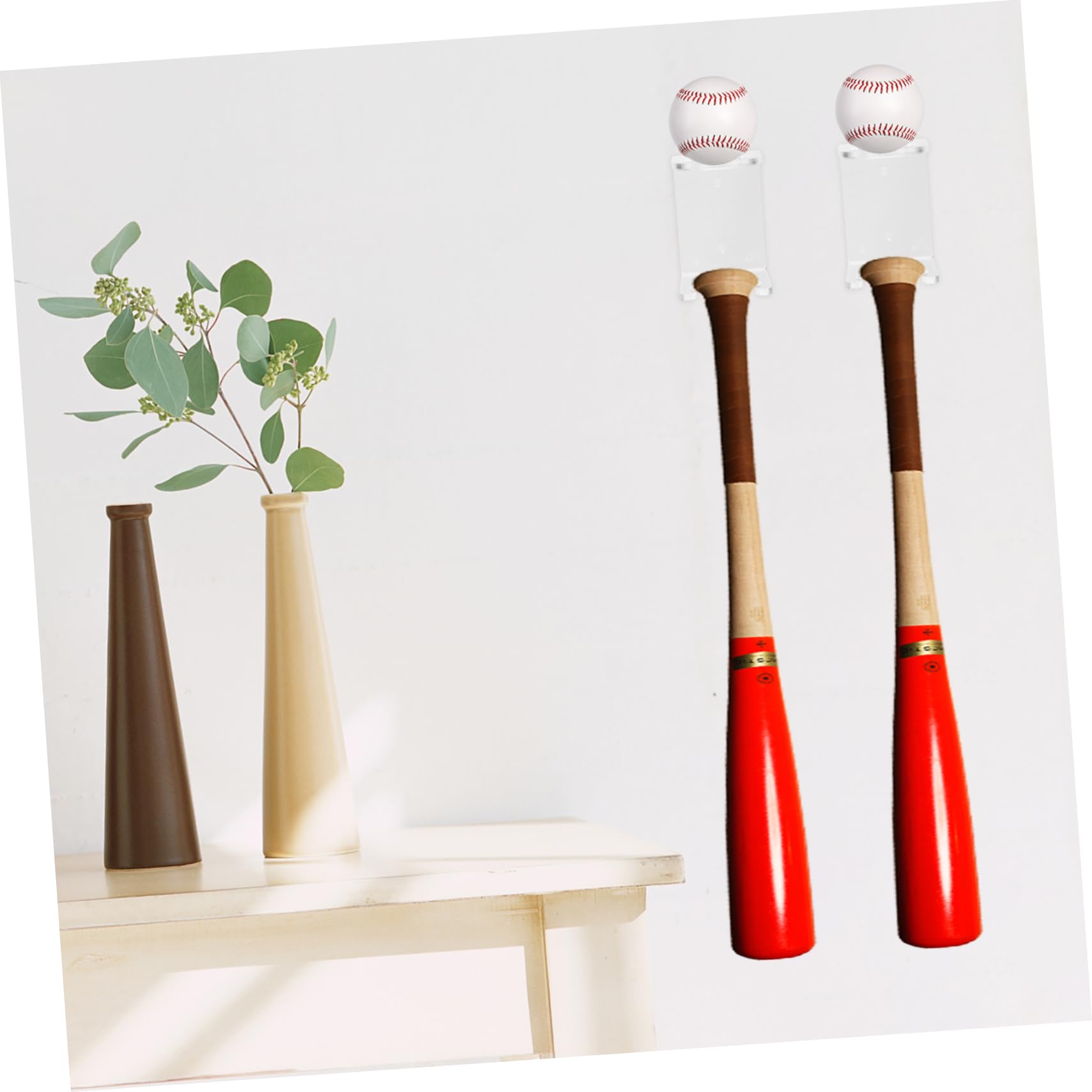 Anneome Acrylic Baseball Bat Wall Display Set 2pcs Multi-functional Bat Rack Holder for Collectibles