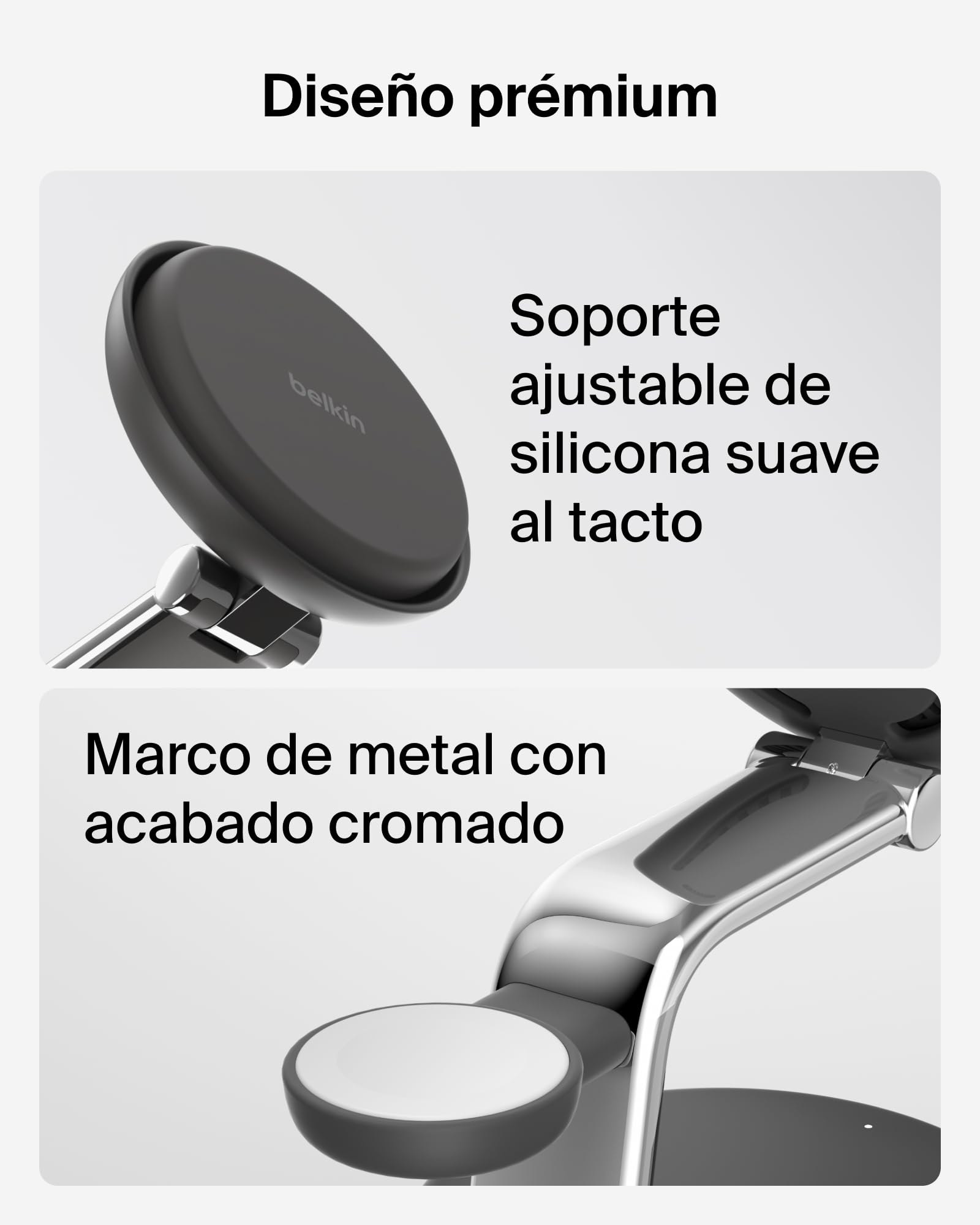 Belkin UltraCharge Pro Cargador Inalámbrico 3 en 1, 25W, Qi2 Compatible con MagSafe, Estación de Carga para iPhone 17, Air, Apple Watch, AirPods, Pixelsnap con Ventilador, Adaptador 45W - Negro