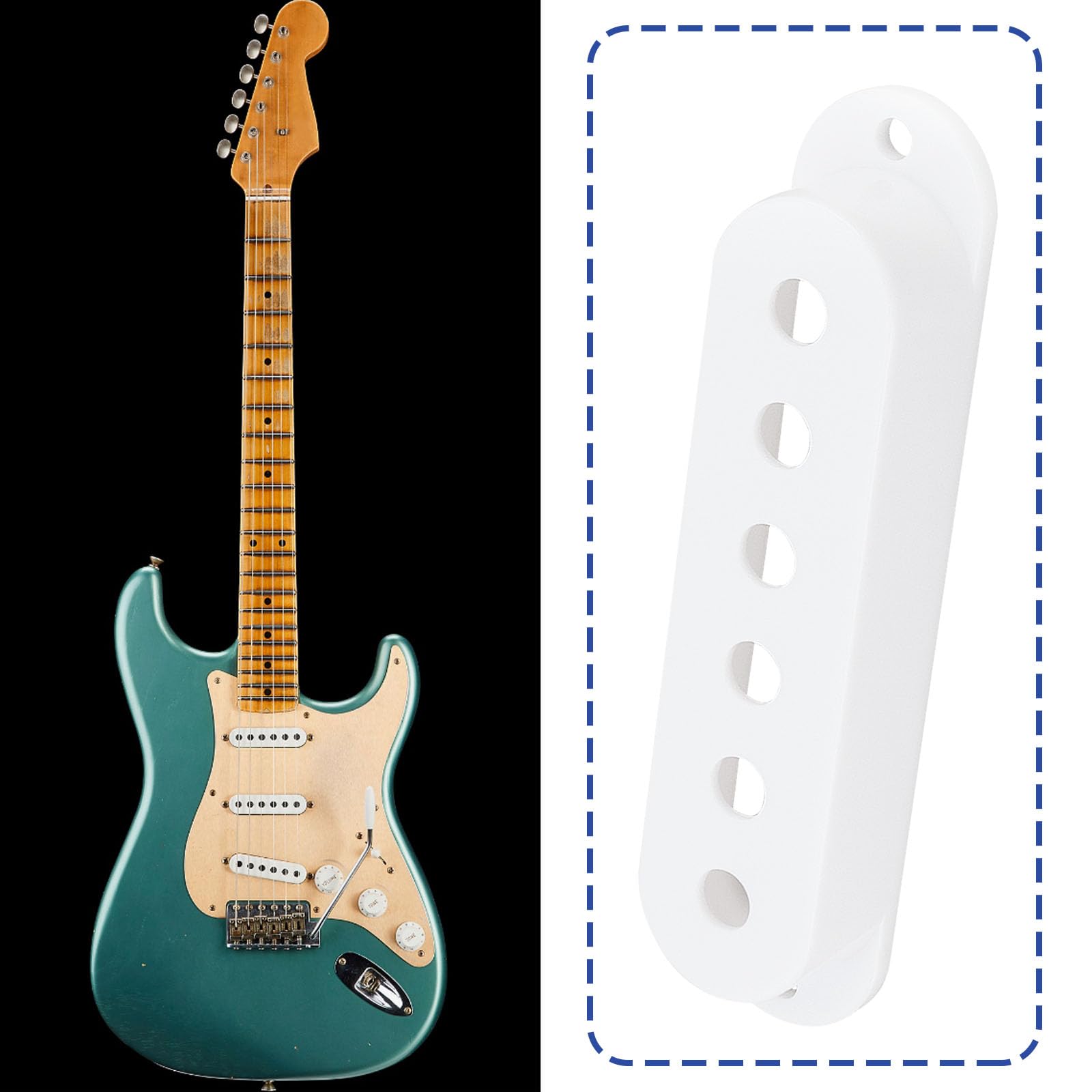 LT Easiyl 1 Set Vintage-Style Pickup Covers with Knobs Switch Tip Tremolo Arm Tip Accessory Kit Compatible with Fender Stratocaster Strat - Image 2