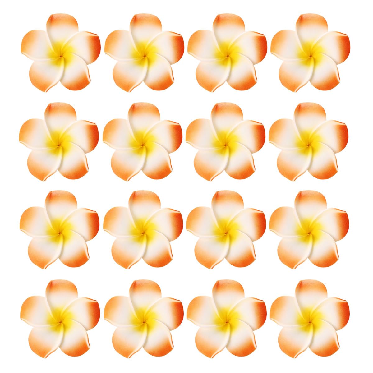 Skydume 100 Pcs 1.6" Hawaiian Frangipani Artificial Plumeria Rubra Foam Flower Petals for Wedding Party Floral DIY Home Decoration(Orange)