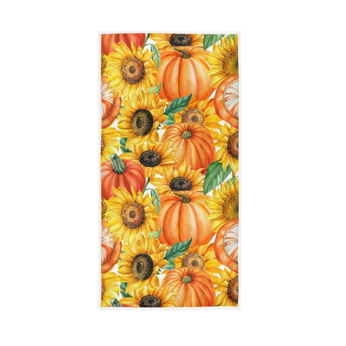 LSRCPD Orange Autumn Pumpkins Sunflowers Soft Bath Towel Absorbent Hand Towels for Bathroom Hotel Gym Spa 30"x15"