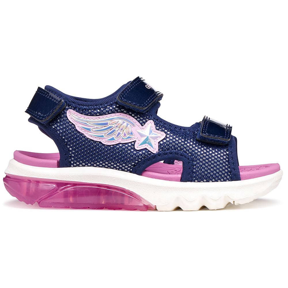 Geox J CIBERDRON G Sandal, Navy/Pink, 30 EU