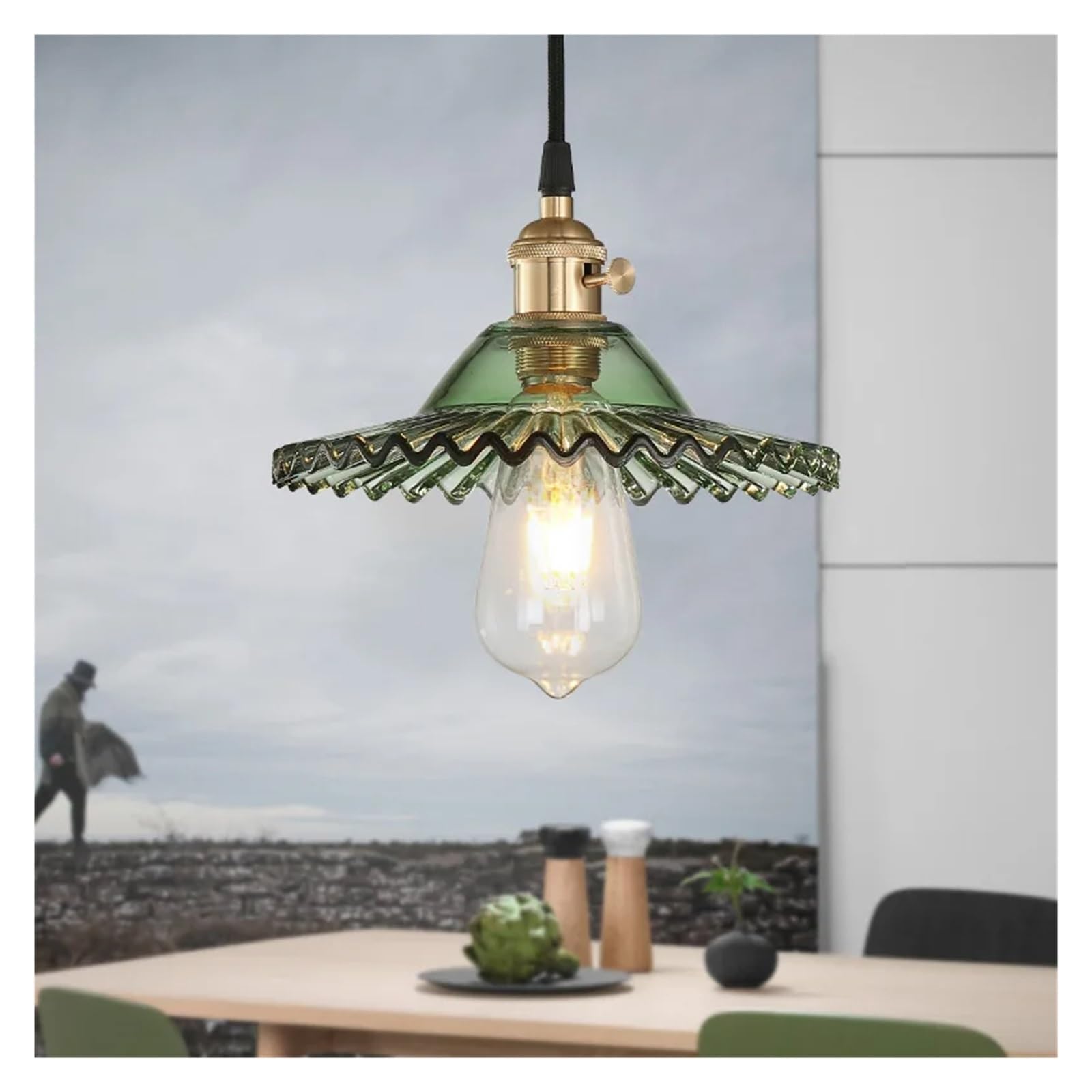 RRJJ American Country Retro Flower Pendant Light Nostalgic Coffee Bar Clothing Shop Glass Chandelier Indoor Lighting Compatible with Home,Led Chandeliers