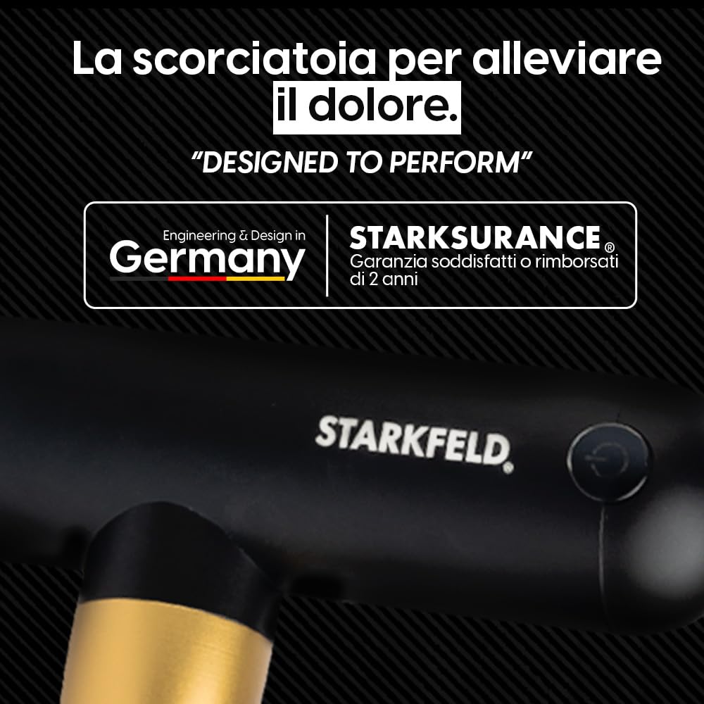 STARKFELD Mini - Pistola per massaggi compatta per tessuti profondi, silenziosa e potente, 2 accessori, ultra leggera e portatile, (Verde, Deluxe)
