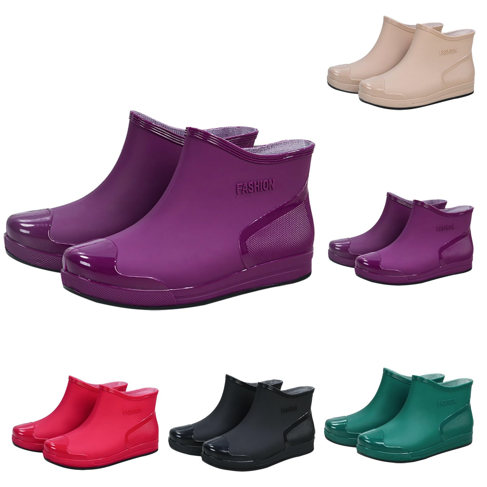 riou Botas de Agua Mujer Chelsea Zapatos de Jardin Antideslizante Tobillo Wellington Lluvia