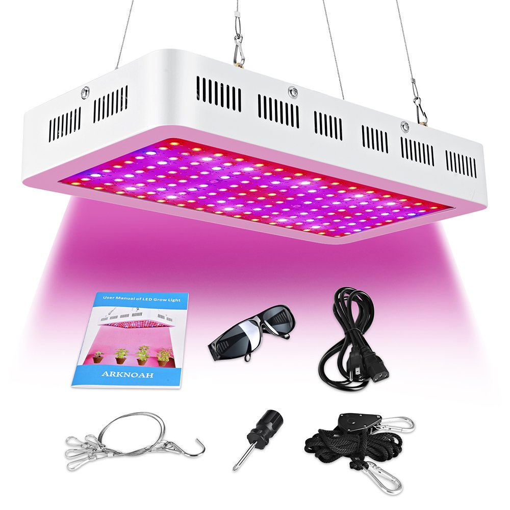 ARKNOAH 1500W Growing Lamps with 8 Bands Full Spectrum UV IR Color Ratio for Indoor Plants Veg and Flowering in Greenhouse Hydroponics and Grow Tent (White)