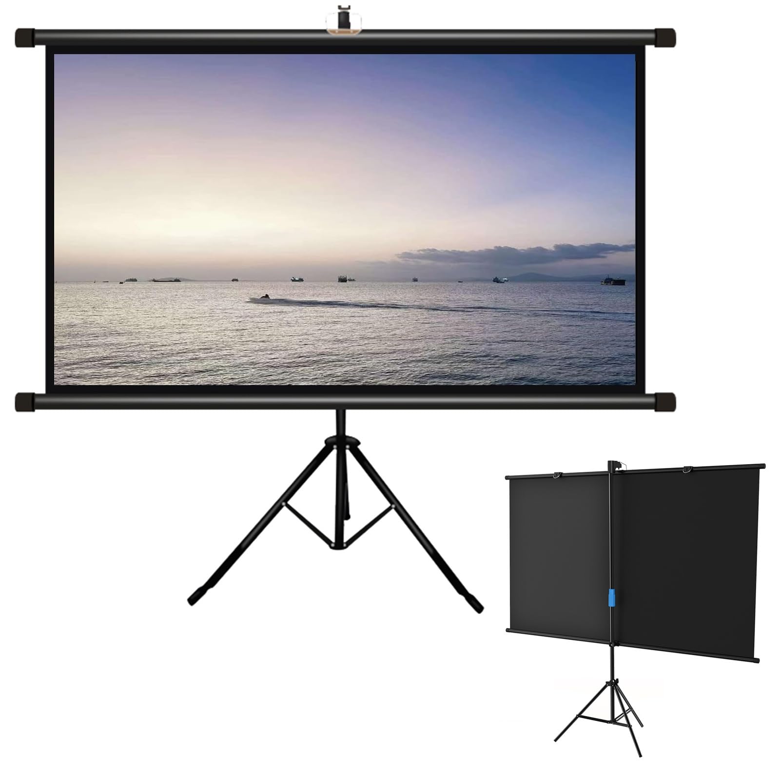 Hoiweqr 16:9 Tripod Projector Screen, 60-Inch/72-Inch, Ratio /4:3 Portable Manual Pull Up Front Projection, Manual, Adjustable Multi Aspect, Movie Home Theater Projector Screen(,72In)