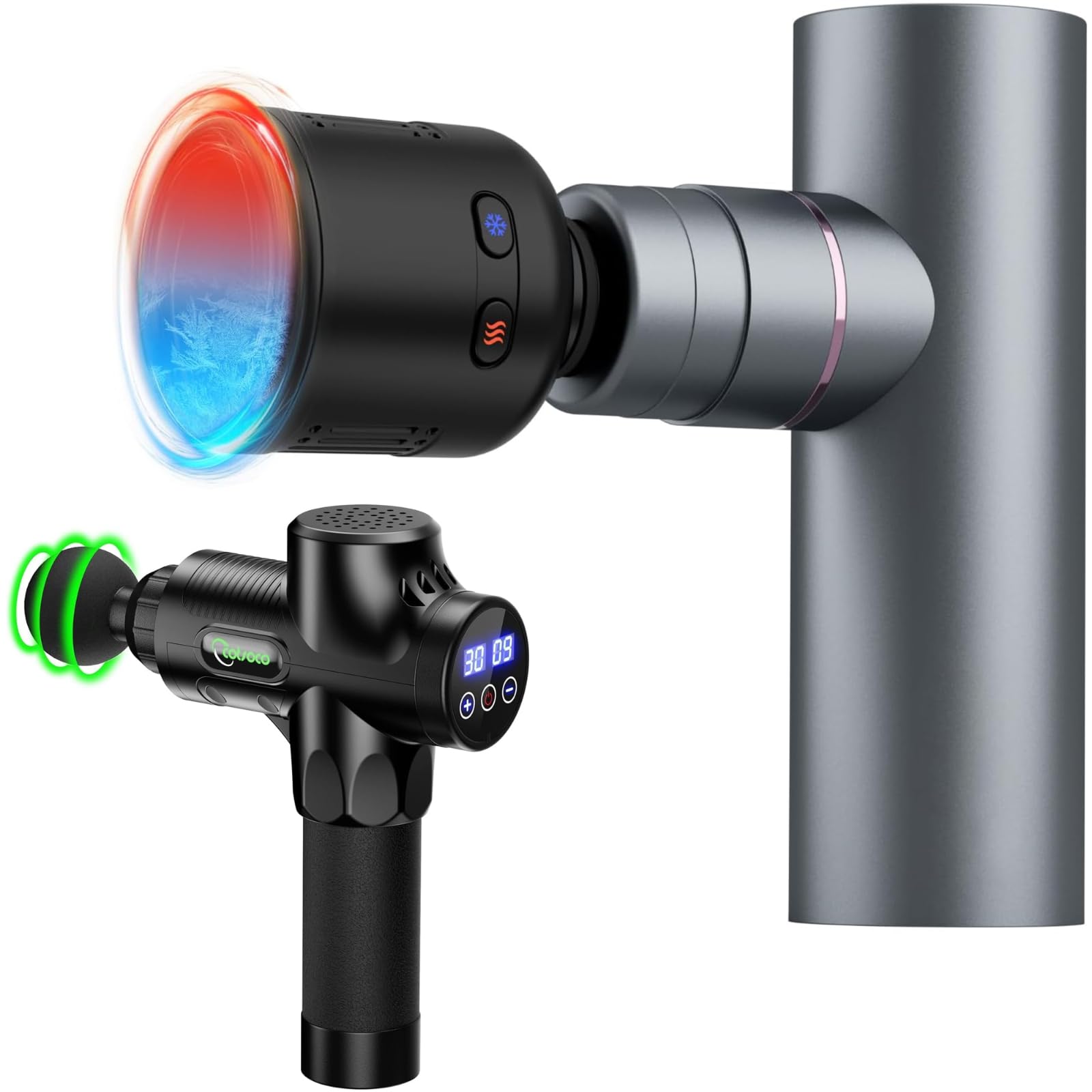 cotsoco 30 Speed Massage Gun for Athletes, Upgrade Percussion Muscle Massage Gun with 10 Massage Heads,Handheld Deep Tissue Massager for Pain Relief (Black)