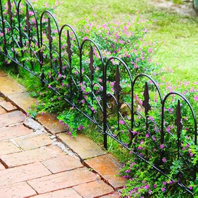 SCENDOR 5Pack Decorative Garden Fence Metal Fence Border 18" H x 20" W Fence Panels No Dig Fence Landscape Fencing for Flower Bed Yard Dogs Animal Barrier