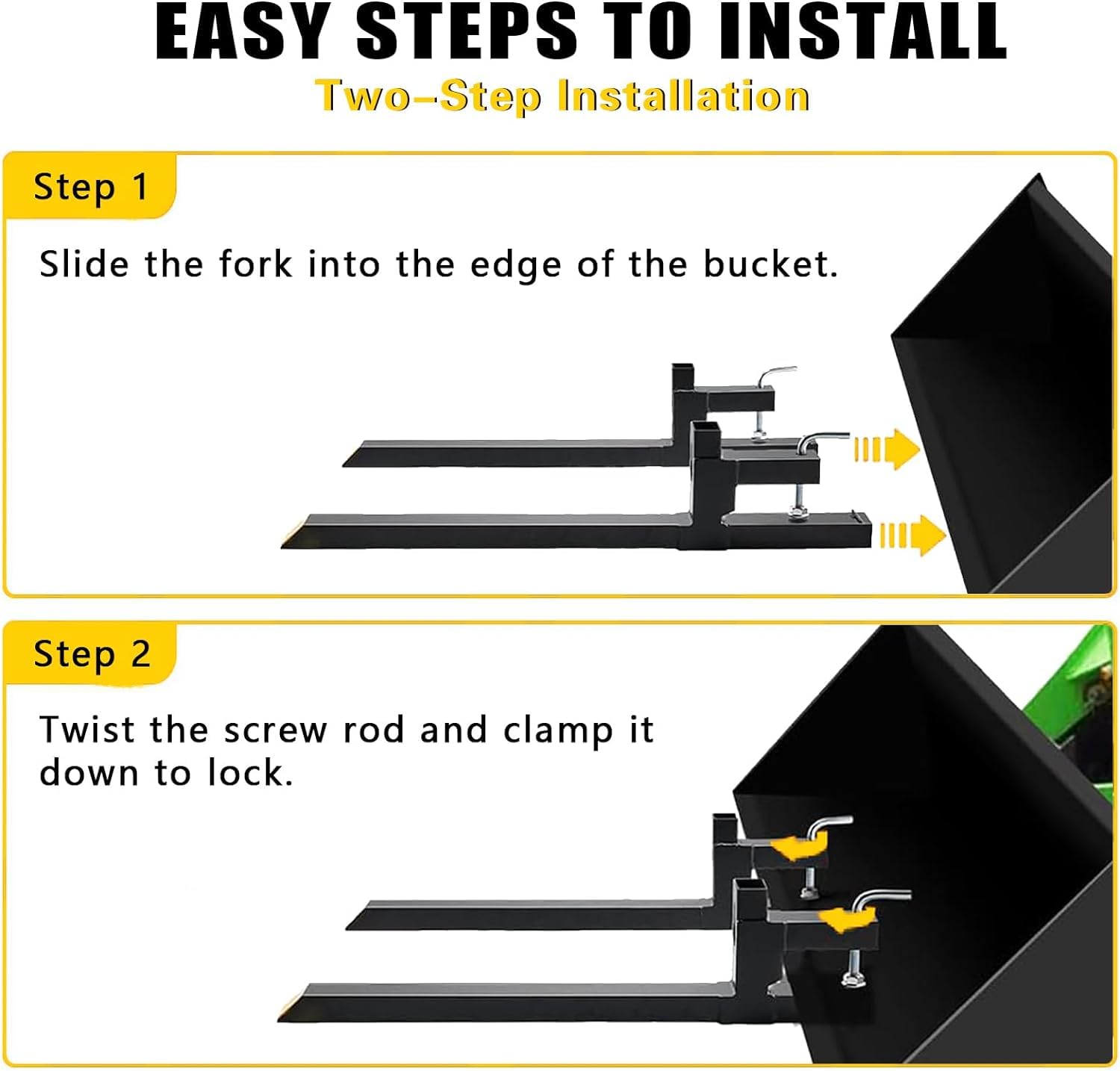 YITAMOTOR 60\ Clamp on Pallet Forks, 4000 LBS Pallet Forks with Adjustable Stabilizer Bar, Heavy Duty Quick Attach Tractor Bucket Forks for Loader Bucket Skid Steer Tractor YITAMOTOR 60\ Clamp on Pallet Forks, 4000 LBS Pallet Forks with Adjustable Stabilizer Bar, Heavy Duty Quick Attach Tractor Bucket Forks for Loader Bucket Skid Steer Tractor