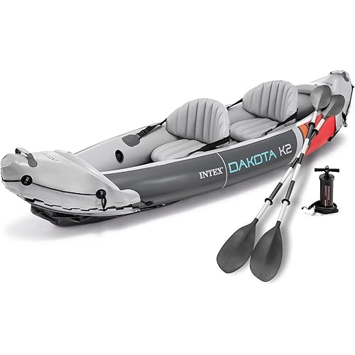 INTEX 2-Person Inflatable Kayak Set, Dakota K2 with 86in Oars and Pump
