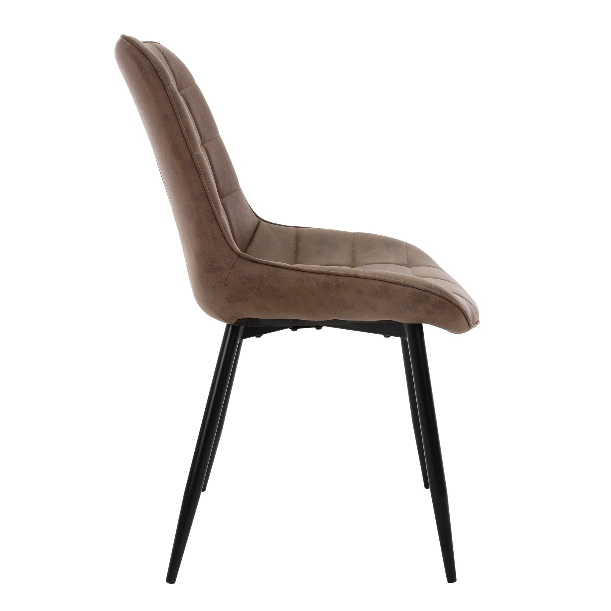 ML-Design Set di 2 Sedie per Sala da Pranzo Marrone con Schienale Sedia per Cucina con Rivestimento in Ecopelle Imbottita Gambe in Metallo Sedia Salotto Soggiorno Materiale Traspirante e Morbido