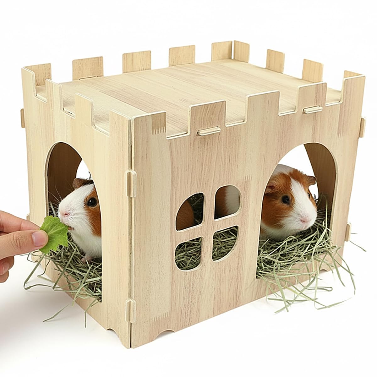 Kaninchenhaus Holzhaus Kaninchen Spielzeug 40x30x30cm Nagerhaus für Kanninchen Versteck aus Holzkaninchen Hasenhaus mit Flachdach und Belüftungslöchern Abschließbares Spielhaus Meerschweinchen