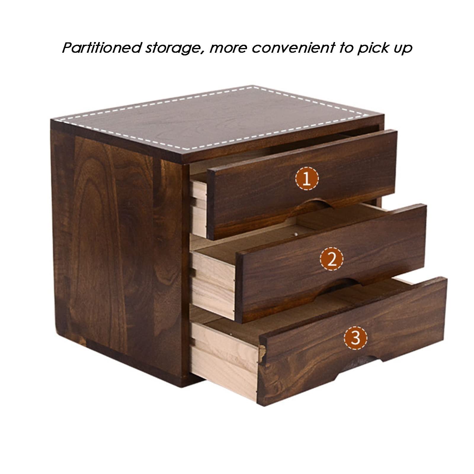 Archivador de escritorio – Caja de almacenamiento de madera maciza – Organizador de escritorio, caja de almacenamiento organizador de escritorio de madera de 2/4 capas, gabinete de almacenamiento con