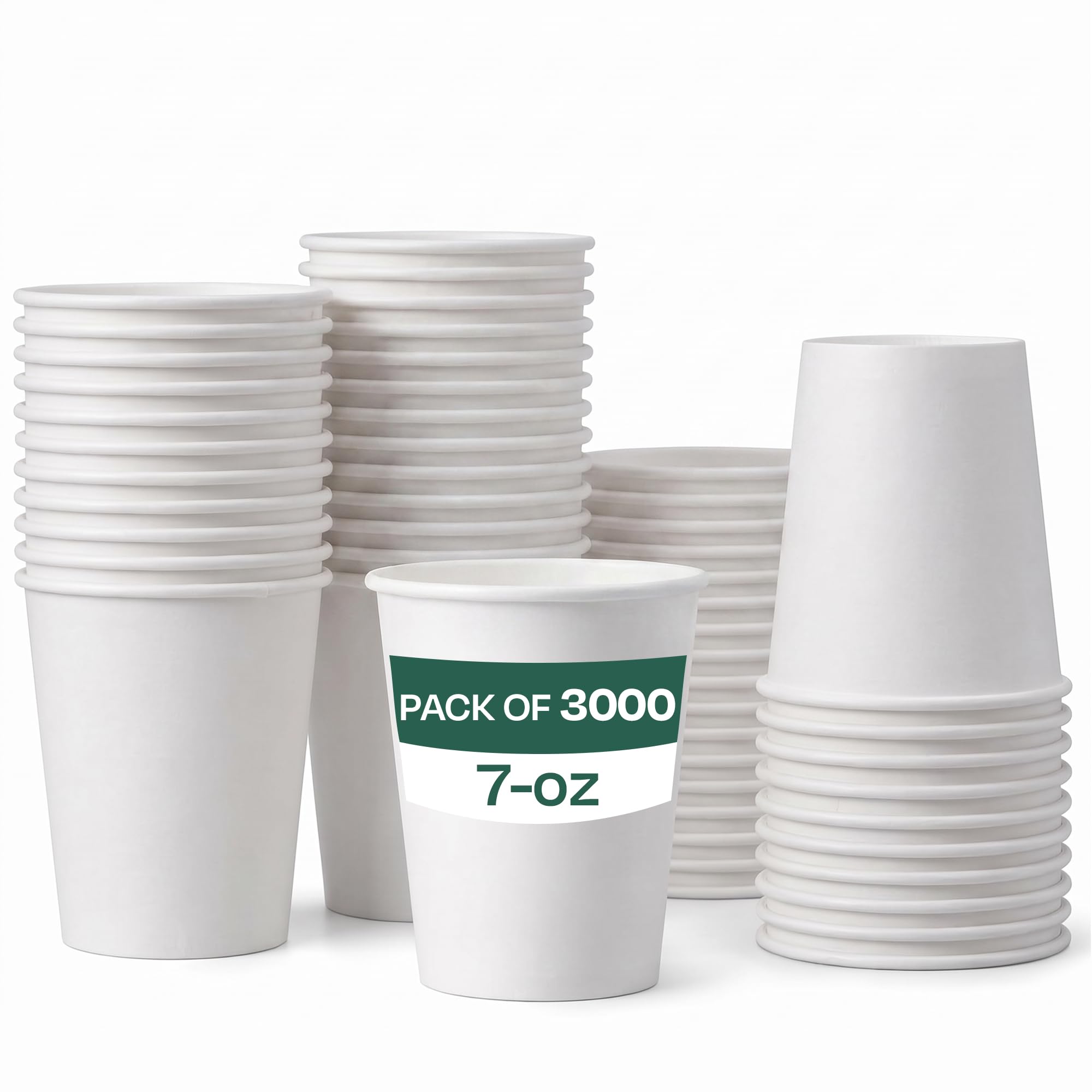 We Can Source It Ltd – Single Wall White Paper Cups 7oz – Recyclable Disposable Cups for Hot and Cold Drinks – Strong Paper Catering Cups for Home Office Cafes Events - Pack of 3000