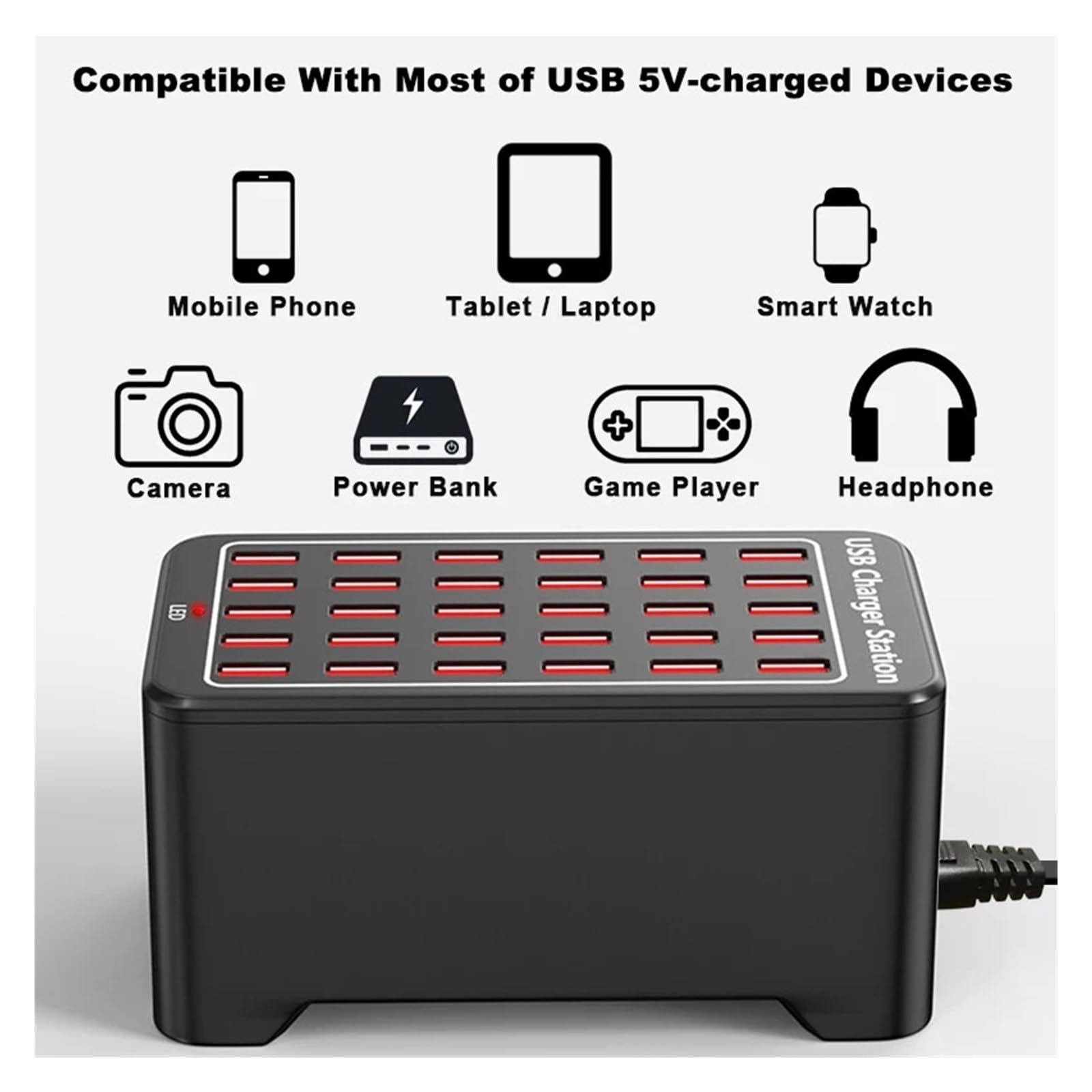 Stacja ładująca USB 10 15 20 25 30 Wieloportowa stacjonarna ładowarka USB do zasilacza telefonu i tabletu(25 Port USB(150w))