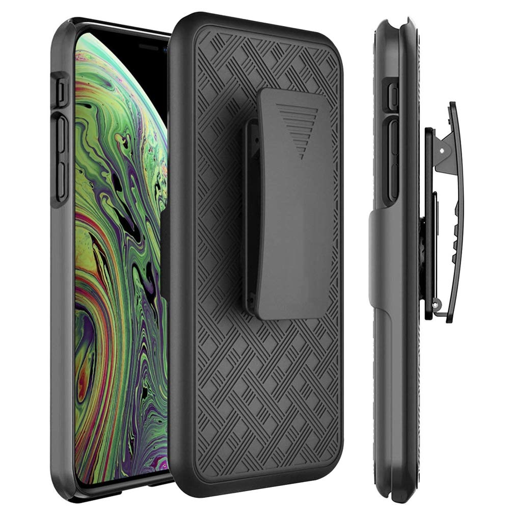 Fonus Case Belt Clip Holster Compatible with iPhone Xs/X - Swivel Cover Kickstand Armor Combo Drop-Proof for iPhone Xs/X