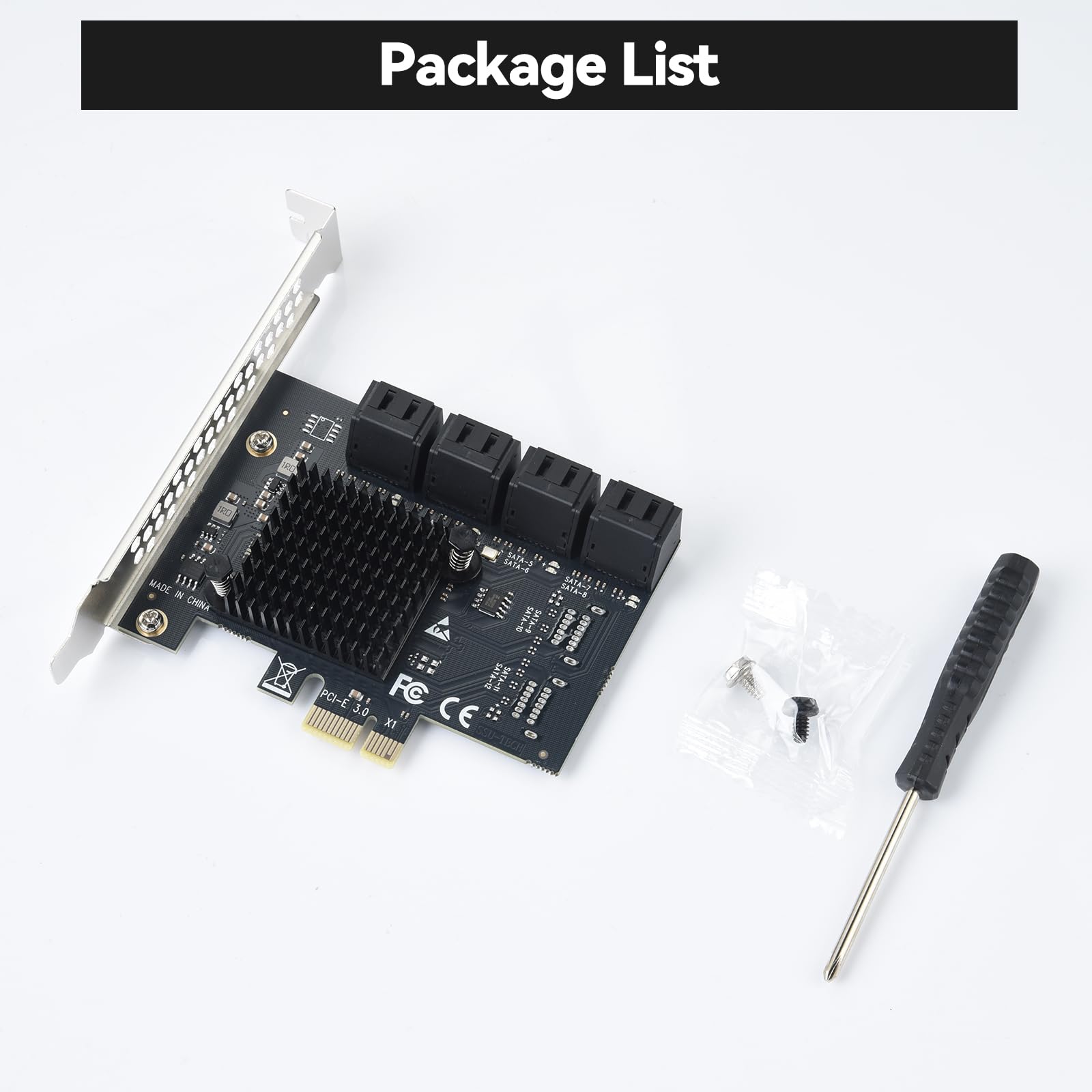 ELUTENG Carte PCIe SATA 8 ports, adaptateur PCIe vers SATA SATA 3.0, carte contrôleur PCI Express X1, carte d'extension pour ordinateur de bureau, prise en charge du disque SSD HDD, démarrage comme