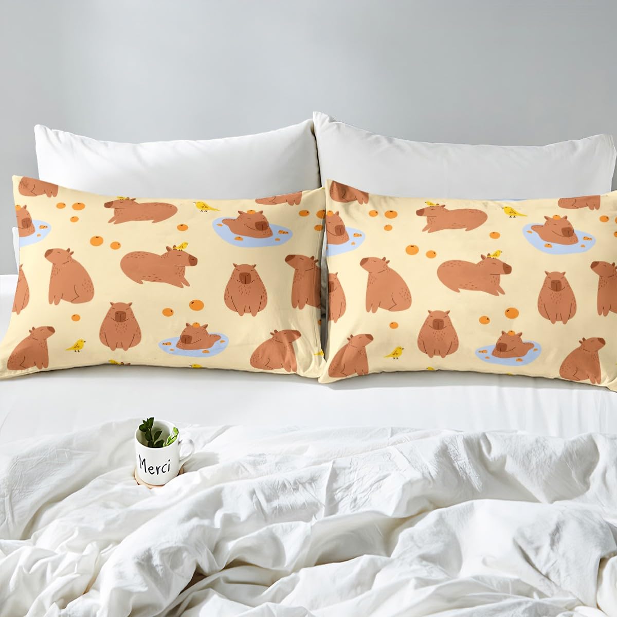Homewish Capybaras - Funda nórdica de 135 x 200 cm, diseño de capibaras, color marrón