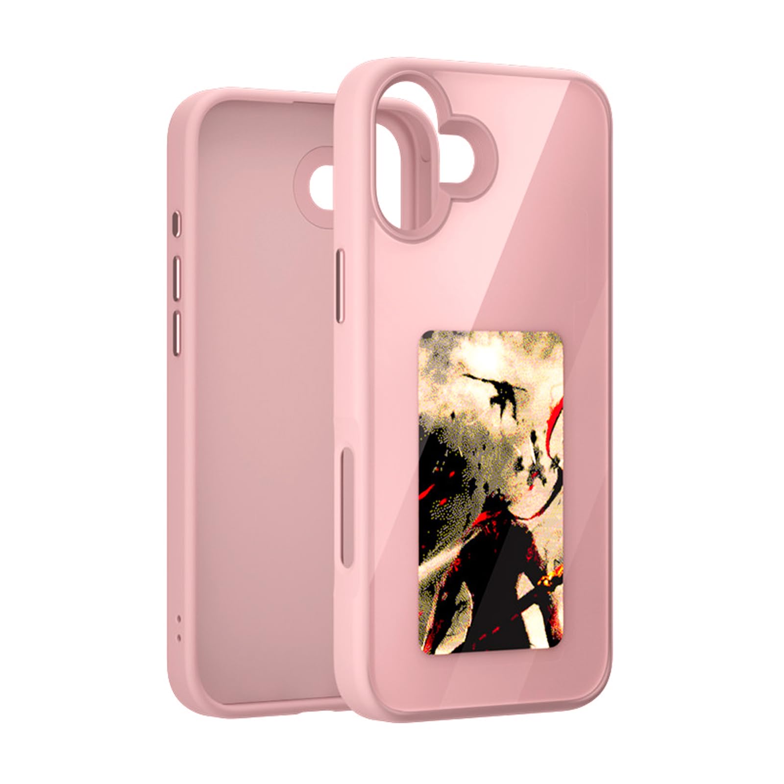 QSM E-Ink - Custodia per iPhone 16 Plus, custodia per smartphone fai da te personalizzata per visualizzare istantaneamente le foto sullo schermo dell'inchiostro, cover posteriore per personalizzare il
