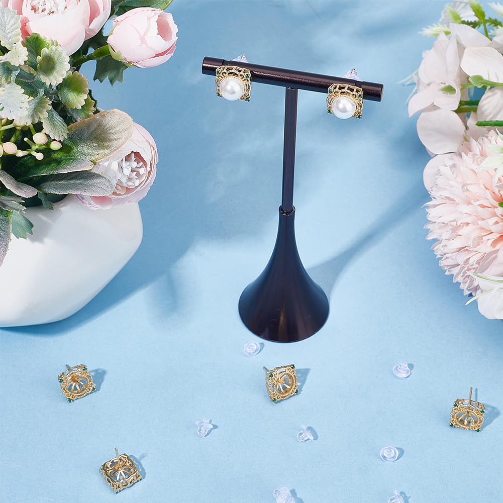 Beebeecraft Pearl Cup Earring Posts - 14K Gold Plated With Cubic Zirconia For DIY Jewelry Making