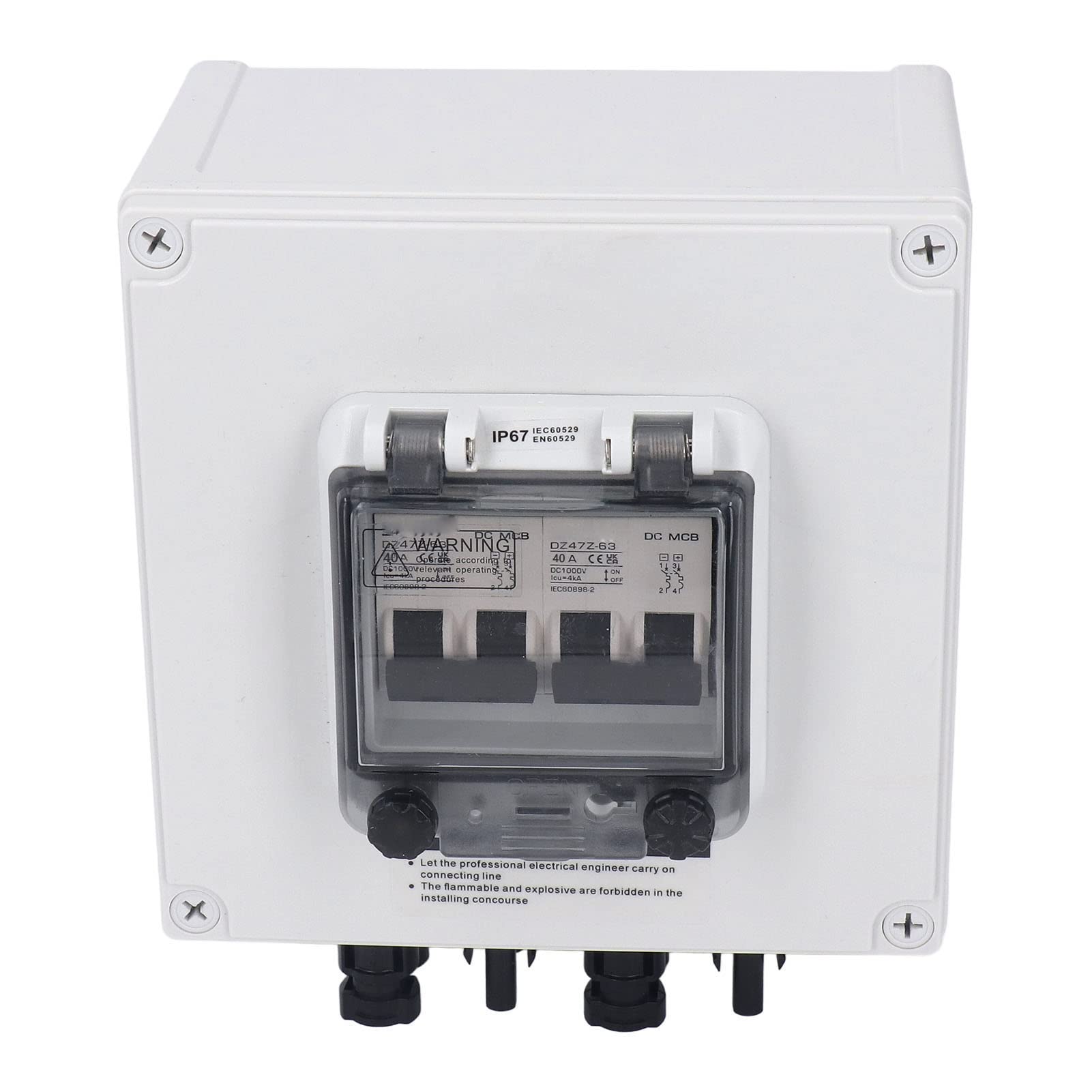 Skrzynka przyłączeniowa PV IP67 Skrzynka przyłączeniowa solarna z 2 szt. Wyłącznikiem automatycznym 2P 40A DC