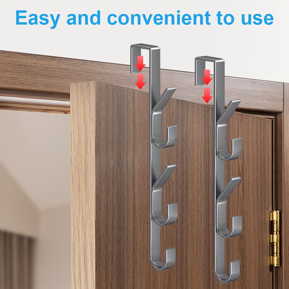 JOAASU Over The Door Hooks, 4 Packs Over Door Hooks, Stainless Steel Over Door Hanger, 30 CM - Image 4