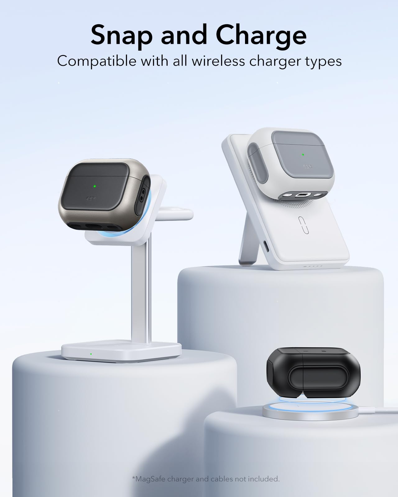 ESR Custodia per AirPods Pro 3, Compatibile con la custodia AirPods Pro di 3a Gen (2025), Compatibile con MagSafe, Protezione completa contro le cadute, Cordino incluso, Nero
