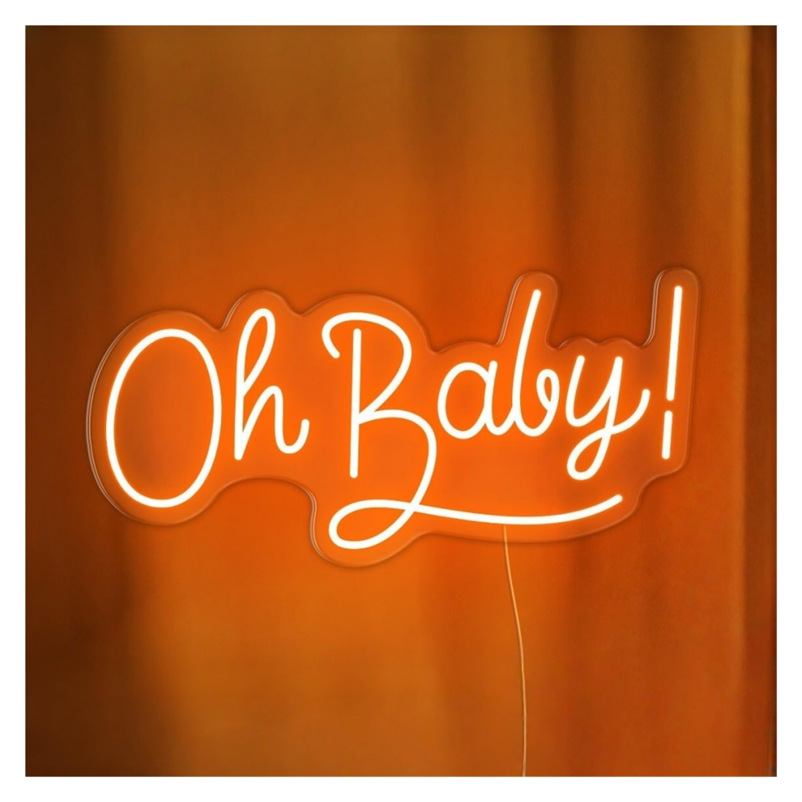RONGCH Hanging Art Signs Oh Baby Neon Sign Shower Decor Party Gameroom Bedroom Bar Livingroom Birthday Wall Decoration 45cm