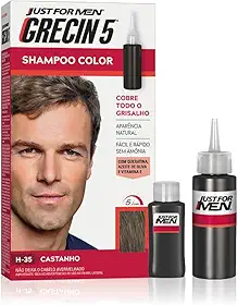 Just For Men Grecin 5 Shampoo Tonalizante para Cabelo, Aparência Natural, Cor H35, Castanho, 60ml