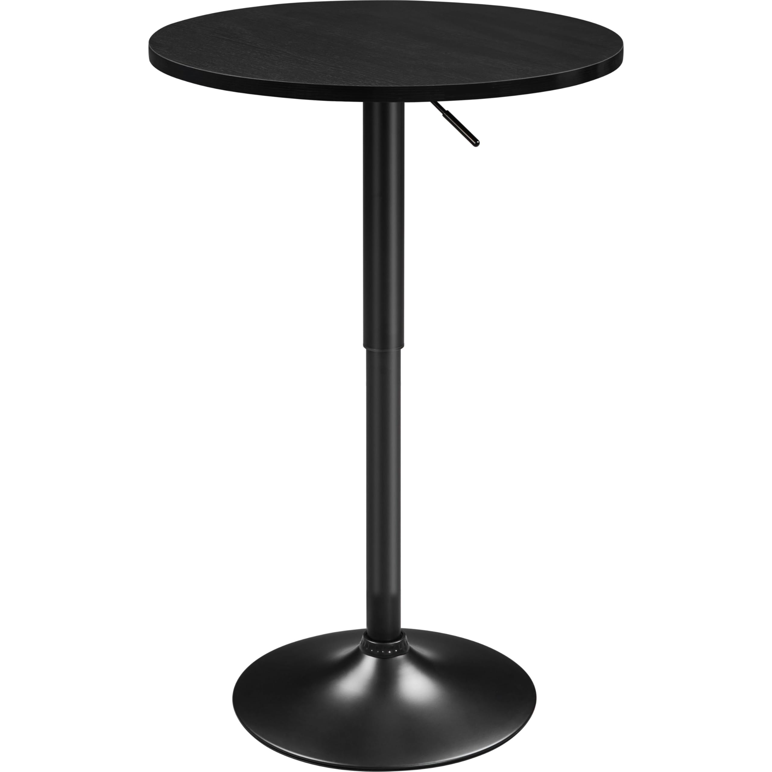 Yaheetech Round Pub Bar Table Black MDF Top With Silver Leg Base