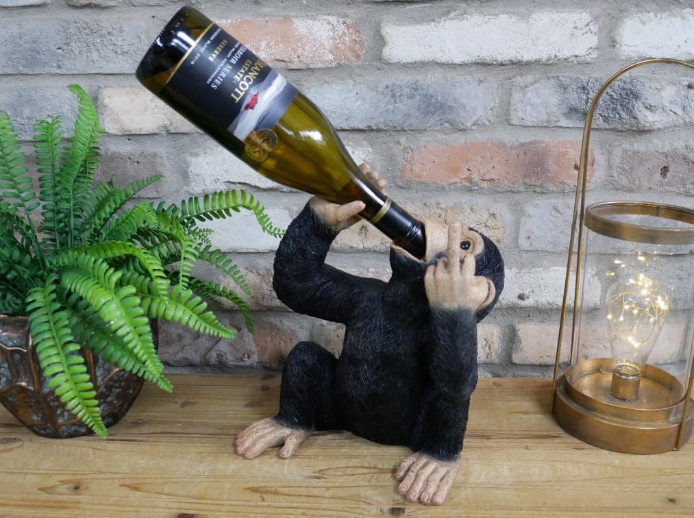 Up Yours Singe Rude Ornement Figurine en résine Porte-bouteille de vin Nouveauté Moderne Offensif Animal Ornements Décoration d'intérieur Sculptures