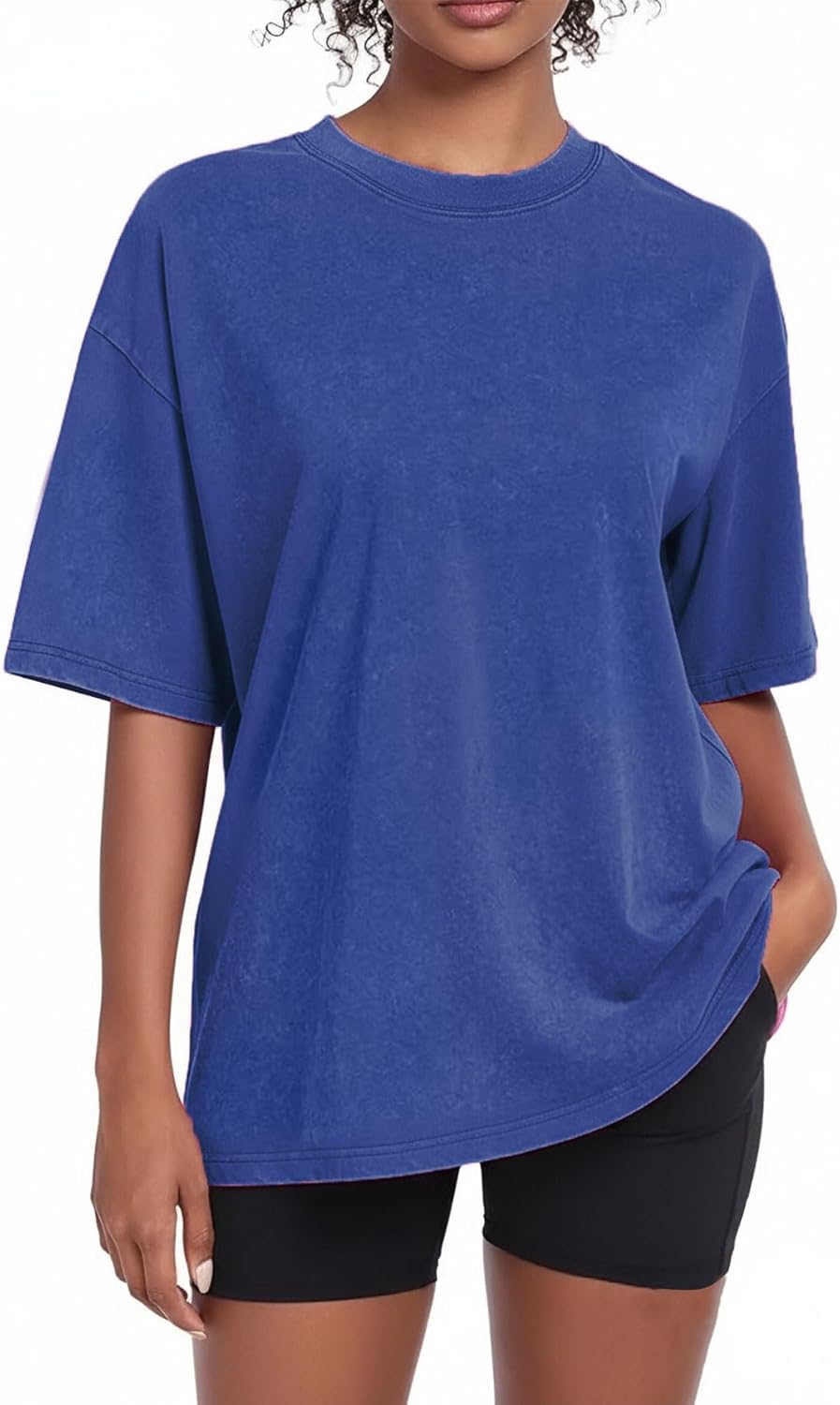 100% Cotton Washed Vintage Oversized T-Shirt for Women,Baggy Boyfriend Tee Workout Short Sleeve Tops