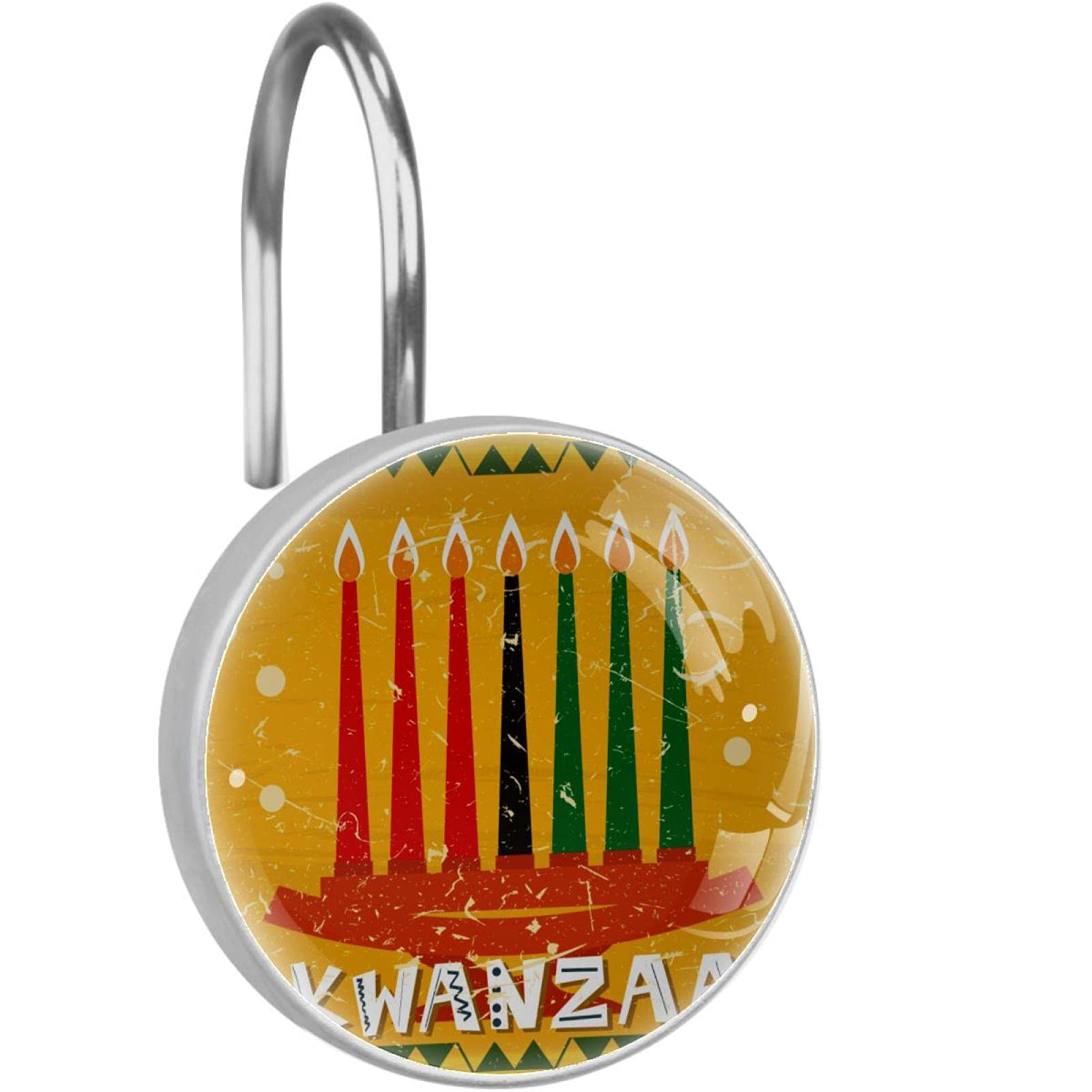 Crochets de rideau de douche acier inoxydable salle de bain Kwanzaa jaune
