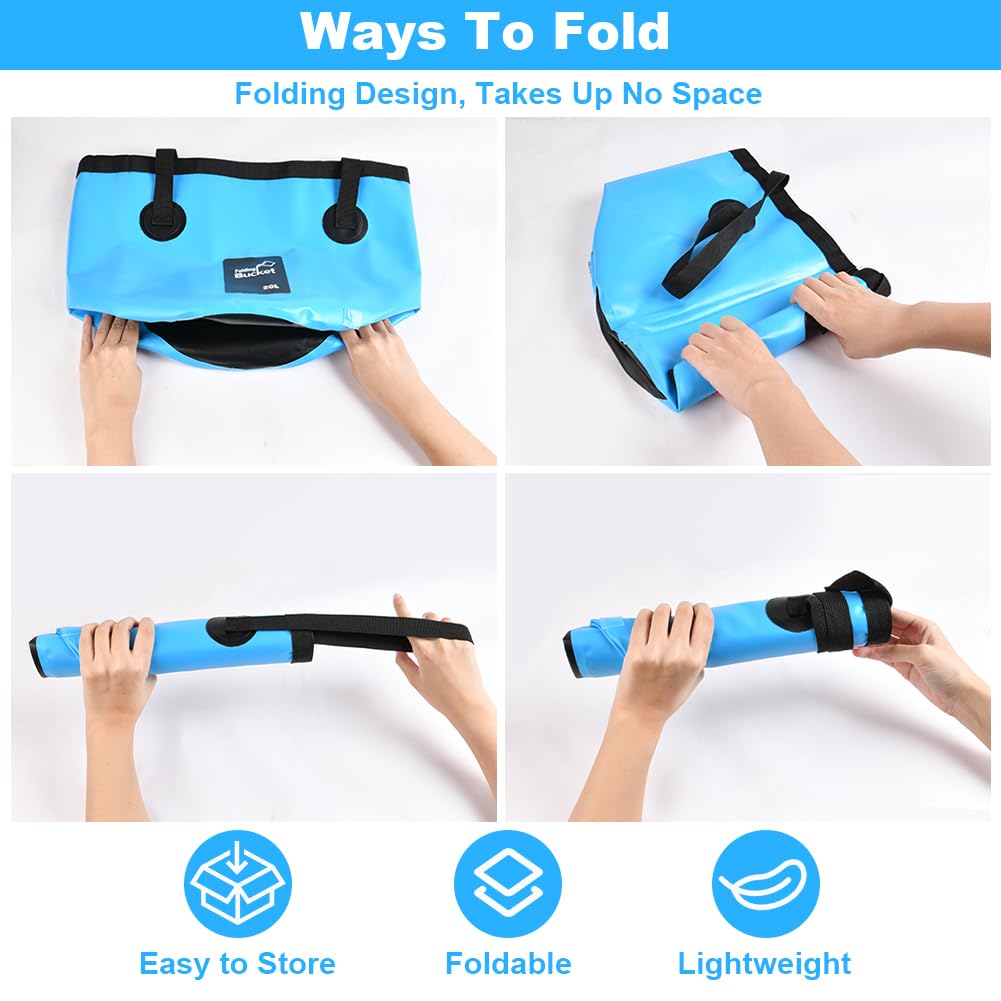 Secchio Pieghevole Da 20L Flintronic - Leggero, Portatile Per Campeggio, Pesca O Escursionismo - Foto 8