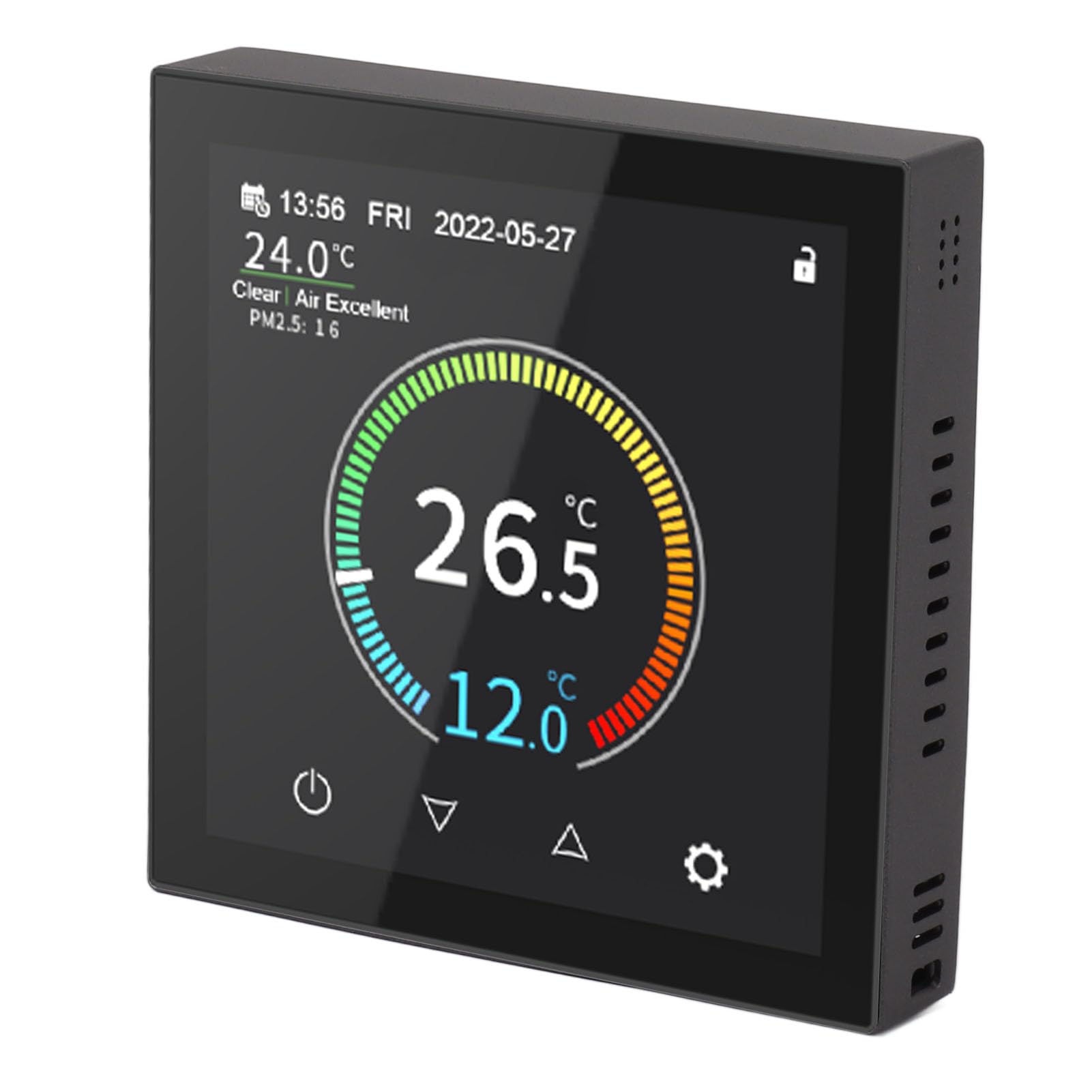 Hyuduo Termostato Inteligente WiFi, Termostato de Calefacción Digital ABS con Pantalla IPS, Montaje en Pared de 90 a 240 V, Control Preciso de Temperatura, Retroiluminación para Calefacción del Hogar