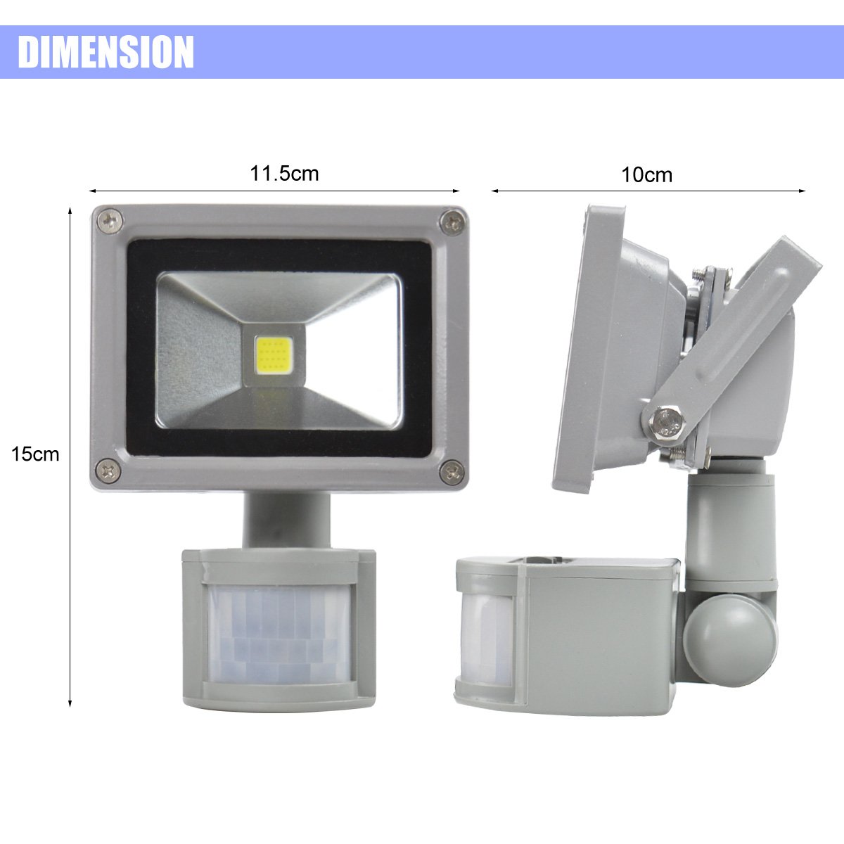 LED czujnik ruchu lampa zalewowa 10W IP65 wodoodporne światło zewnętrzne 900lm biały PIR 12V AC/DC